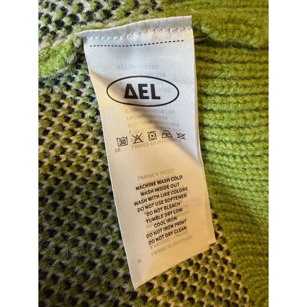 Aelfric Eden Sheep Pastoral Landscape Knit Sweater Green Pink Size Medium - Picture 4 of 5